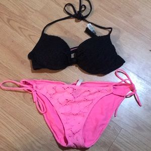 Victoria’s Secret bathing suit- black/coral